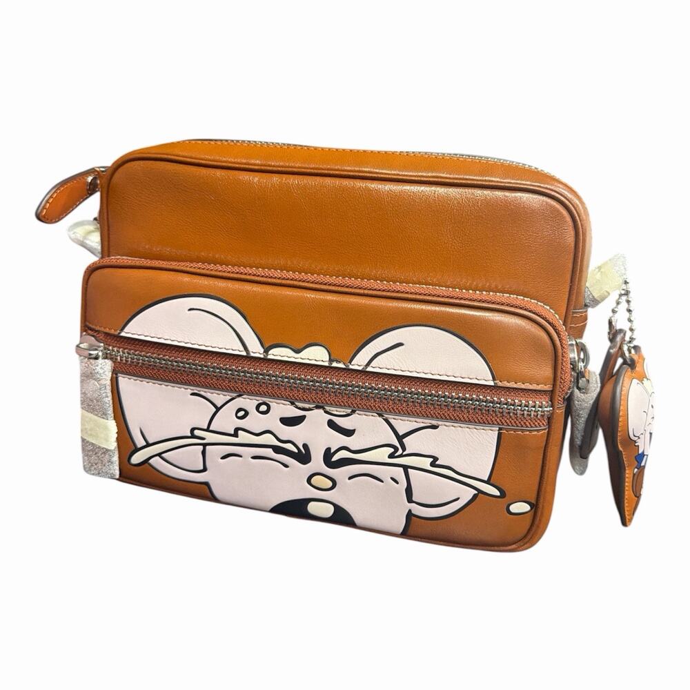 B2-005 Coach x Brain Dead Dakota Crossbody Bag Brown Zip W/Strap Kachi Charm